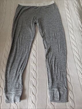 PINK Heather Gray Lounge Jogger / Leggings with White Waistband Size L